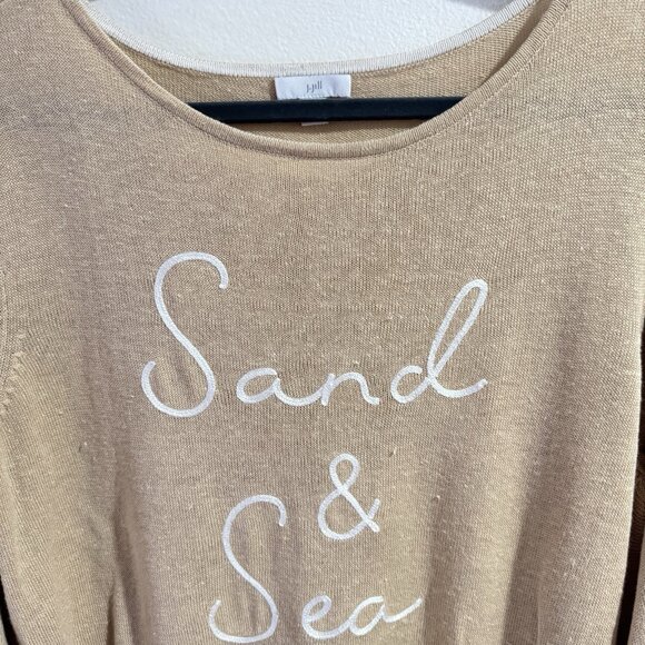J. Jill Sweater Tan XL Sand & Sea Linen Cotton Embroidered Beach Lagen Nautical - Picture 5 of 12